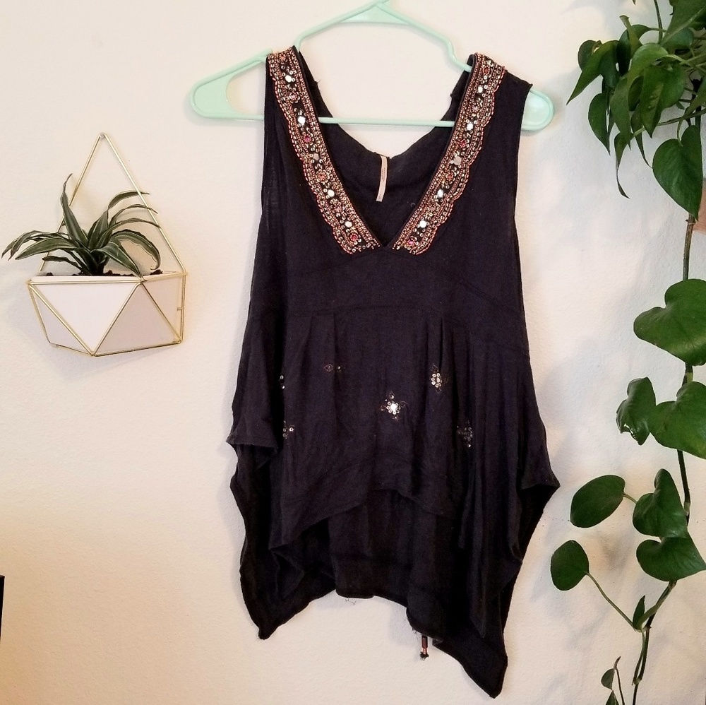 Free People Beaded Butterfly Top